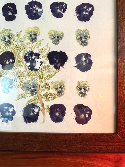 Framed Botanical Wall Art – Original Hammered Flower Composition