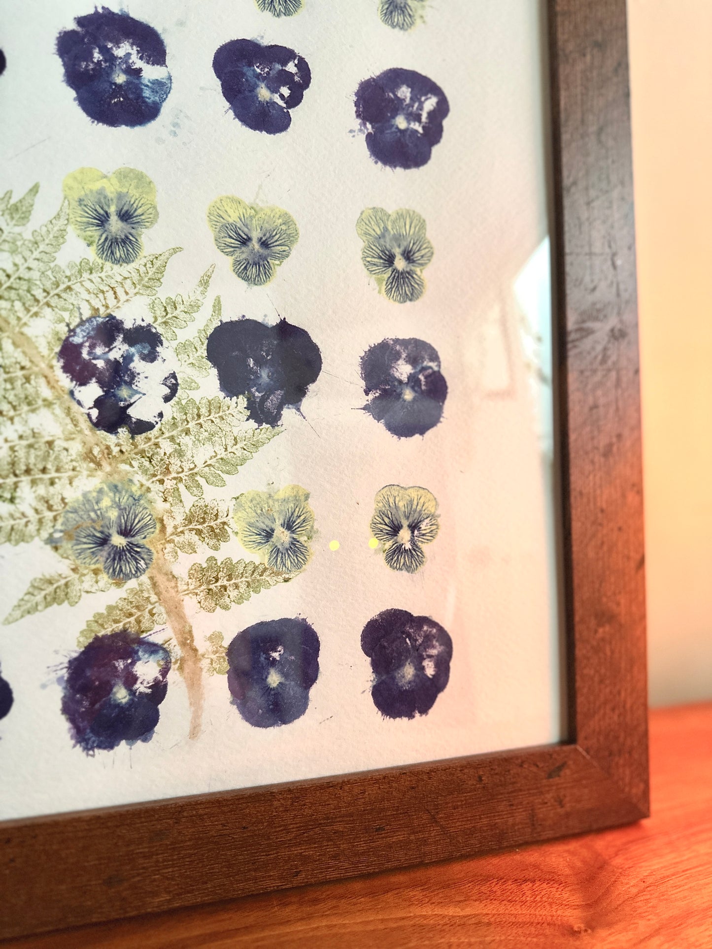 Framed Botanical Wall Art – Original Hammered Flower Composition