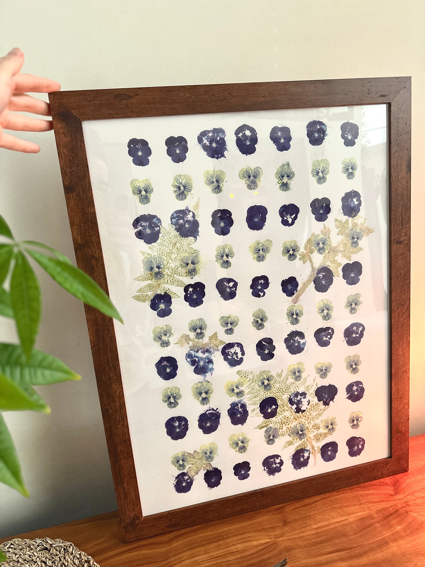 Framed Botanical Wall Art – Original Hammered Flower Composition