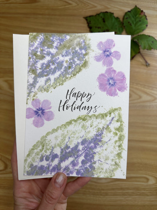 Happy Holidays. Coleus and phlox. Watercolor paper