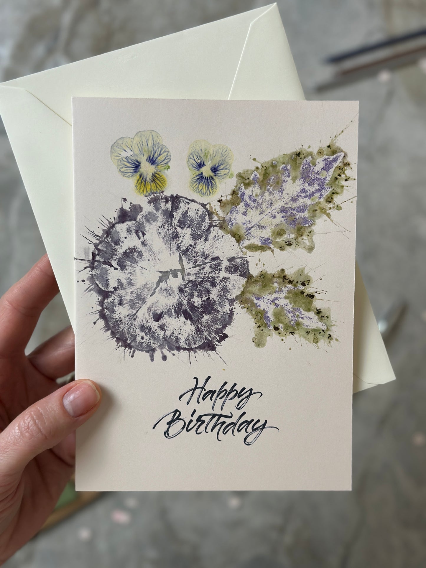 Hammered Flowers Happy Birthday Card