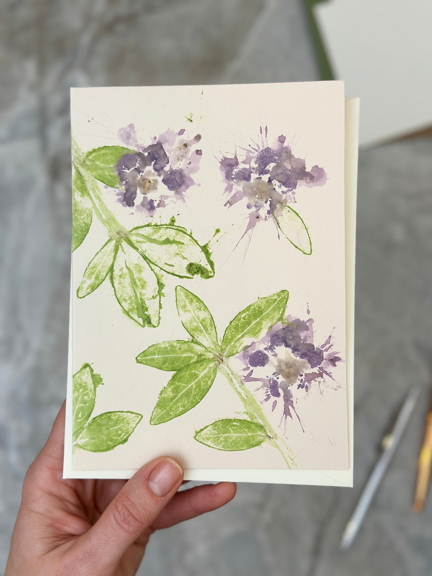 Original Hammered Flowers Greeting Card