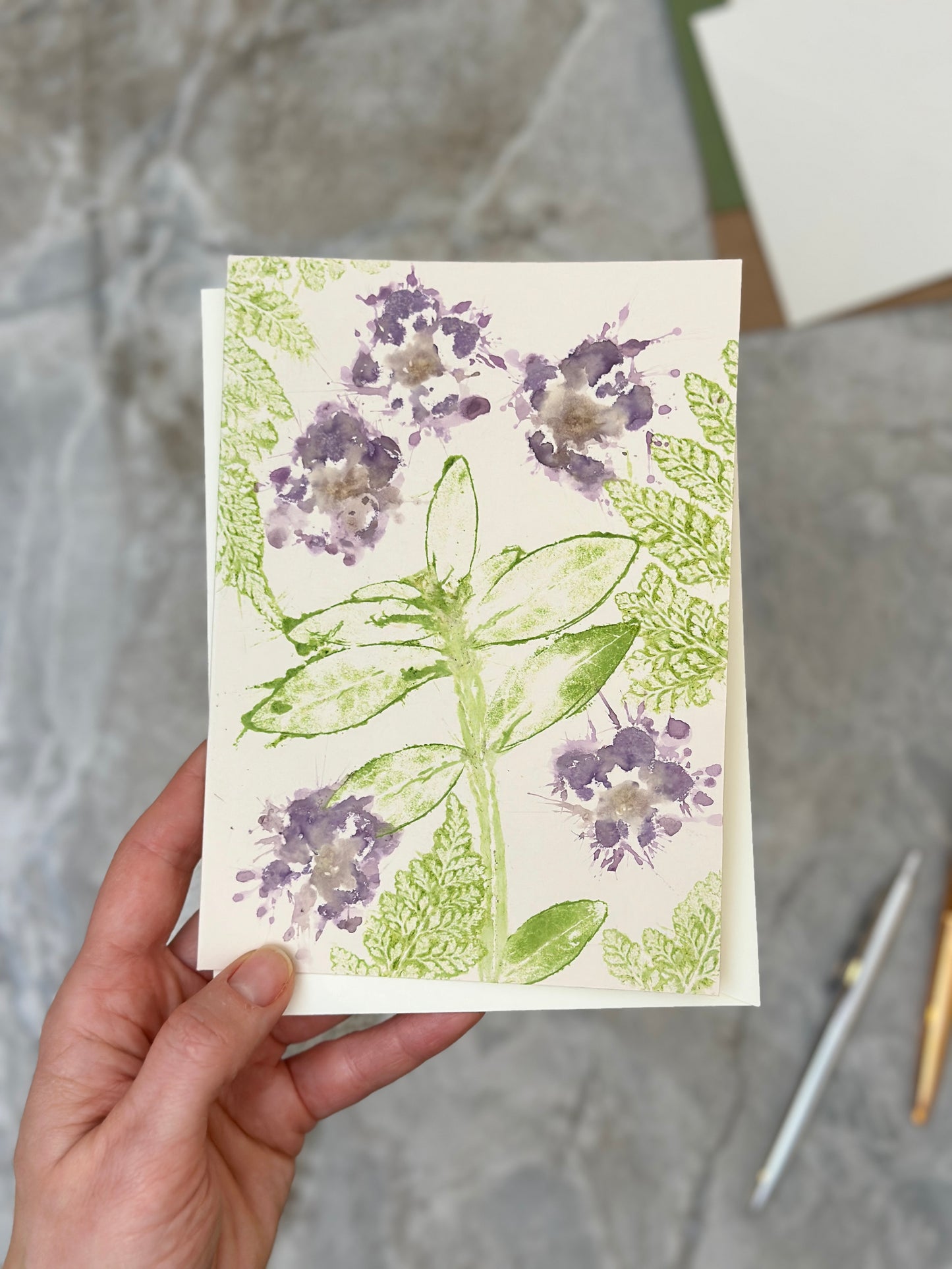 Original Hammered Flowers Greeting Card