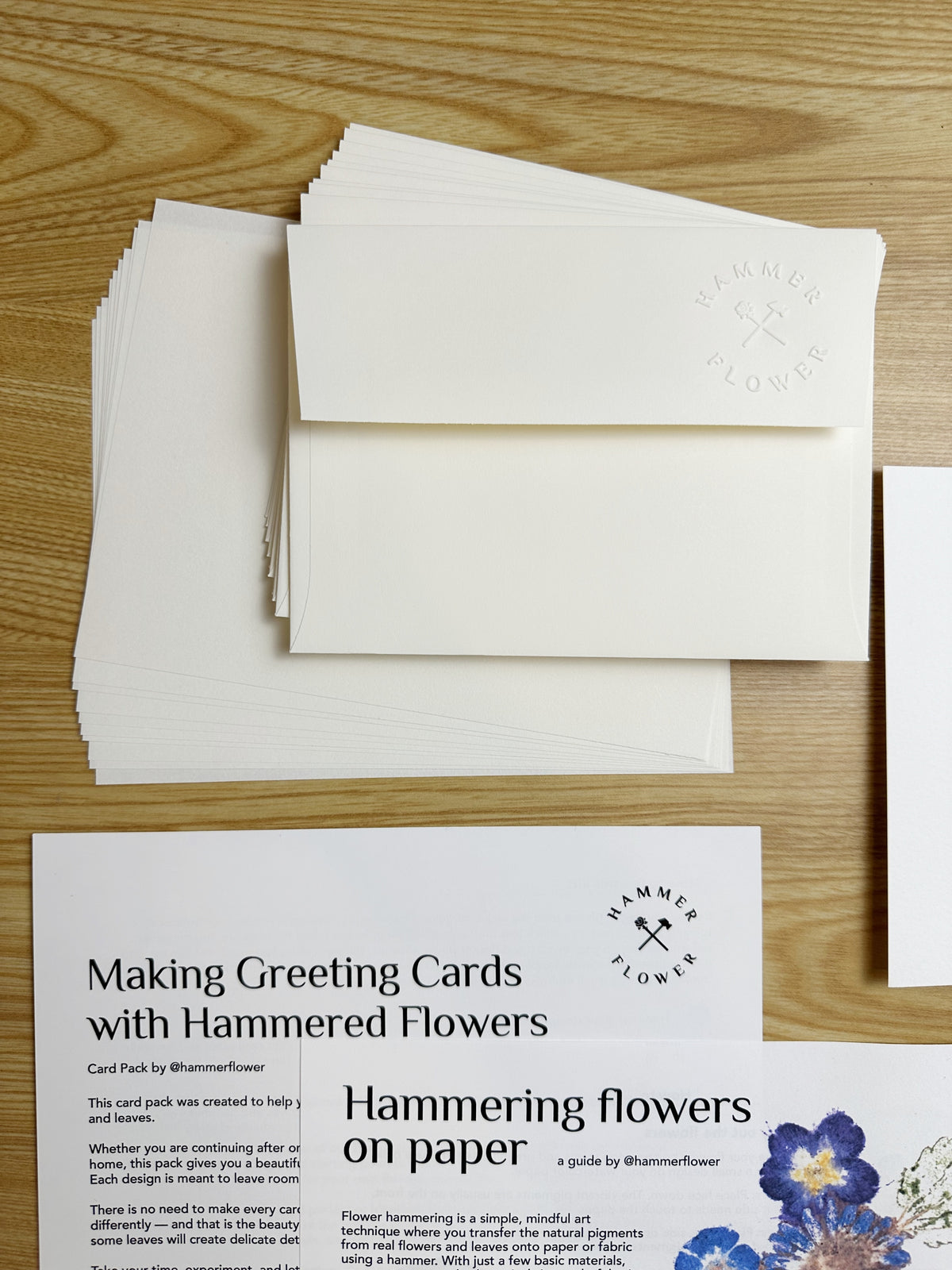 HammerFlower embossed envelopes, paper inserts and printed card-making guides